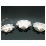 Fenton Silver crest Spanish laced ruffled bowls