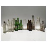 Bottles, milk, root beer, 7-Up, and vases