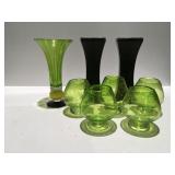 Decor items, candleholders, and vase