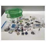 Jewelry making accessories, beans, tweezers, and