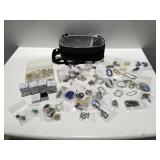 Bracelets, necklaces, beads, empty jewelry boxes,