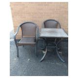 3 Pc Patio Bistro Set, table has insert 3 Pc Patio Bistro Set, table has insert