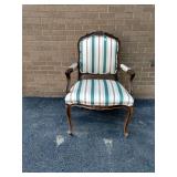 Ethan Allen Striped Upholstered Open Arm Chair