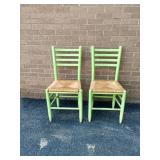 Pr Rush Seat Ladder Back Chairs