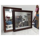 (2) Wood Framed Mirrors 25"x19" & 23"x25"