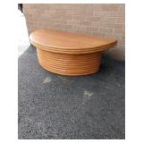 Rattan Bamboo J. Bogdanoff 1/2 Round Coffee Table