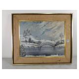 Oil on Board, Winter Scene, Signed Oil on Board, Winter Scene, Signed
