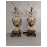 Pr Capodimonte Porcelain Table Lamps