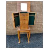 Oak Jewelry Cabinet 35"Hx13.5"Wx10"D