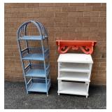 Wicker & Painted Stand & Shelf