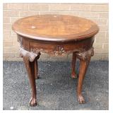 B/C Foot Round Table w/Burled wood top