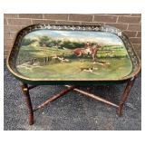 Fox Hunt Scene Tray with Stand Fox Hunt Scene Tray with Stand