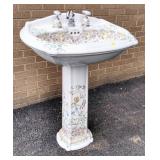 Floral Decorated Pedestal Basin/Sink Floral Decorated Pedestal Basin/Sink