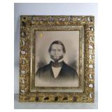 Framed Portrait 19.5"Hx15"W Early Victorian