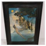 Maxfield Parrish girl on a swing print