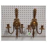 Pr. brass wall sconces