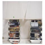Pr. vintage contemporary mirrored table lamps
