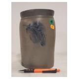 Stoneware jar w/blue decoration