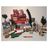 Christmas garden, train, & ornaments