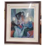 Barbara Wood signed serigraph "Dinner For Two"