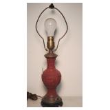 Vintage Chinese red Cinnabar vase/lamp