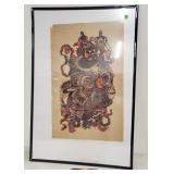 Japanese wood block? painting? of Samurai warrior
