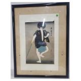 Japanese wood block of warrior