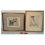 2 framed engravings