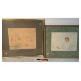 2 framed watercolors
