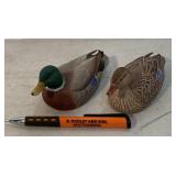 2 carved miniature decoys