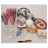 2 box lots of glass, porcelain, & lot