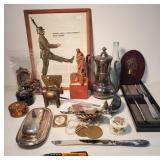 2 box lots of silverplate, costume jewelry, & lot