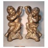 2 paper mache Putti angels