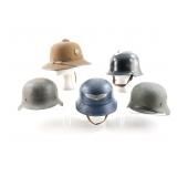 Five WWII German Thrd Reich Helmets Five WWII German Thrd Reich Helmets