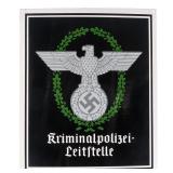 German Third Reich Kripo Police Enamel Sign German Third Reich Kripo Police Enamel Sign
