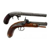 Bacon/Belgian Antique Percussion Pistol Lot 2Pcs