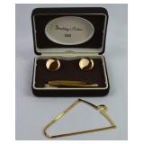 Swank Gold Tone Cuff Links, Tie Clip & Tie Bar