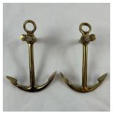 (2) Vintage Brass Anchor Candle Holders