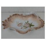 Antiq Floral Handpainted Porcelain Dish C Tielsch