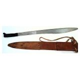 Vtg Collins Legitimus Machete w Leather Scabbard