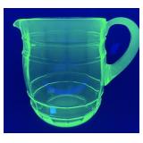 Depression Era Uranium Glass 'Block Optic' Pitcher