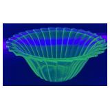 Vintage Uranium Glass Sierra Pinwheel Bowl