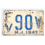 Vintage 1947 New Jersey Essex Co. License Plate