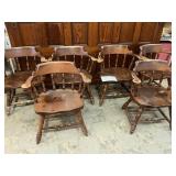 Six wood kitchen, captains chairs all