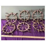 Six large cast stove, burners, grates