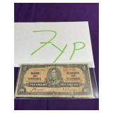 1937 Canadian currency two dollar bill
