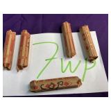 (5) rolls, copper pennies all pre-1982