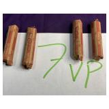 (4) rolls, copper pennies all pre-1982