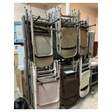 Double sided chair rack with at least 30 chairs