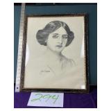 Luba Campbell, pencil sketch framed